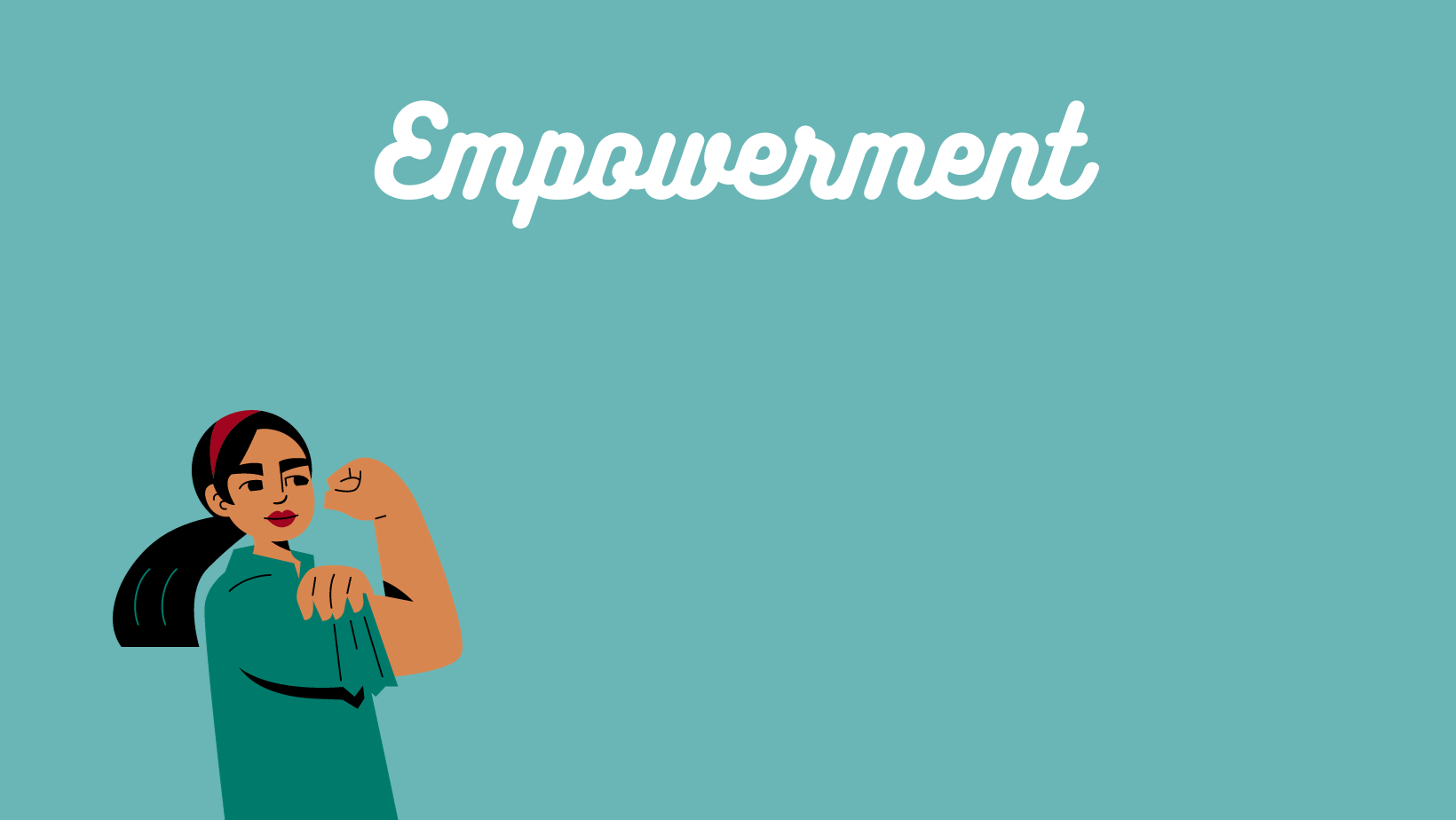 An illustration depicting a woman proudly showing-off her muscular bicep